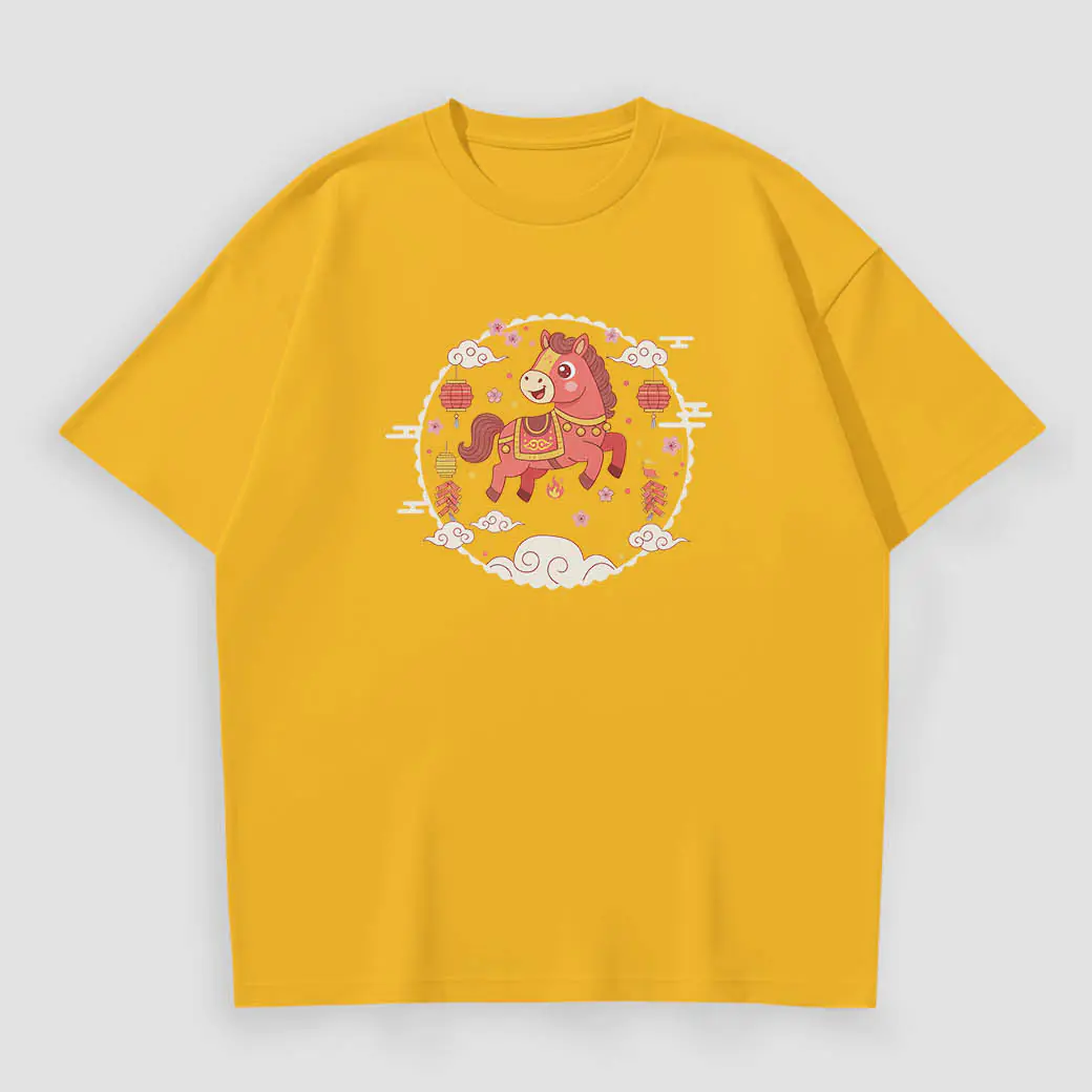 Kaos Imlek Kuda Lucu Golden