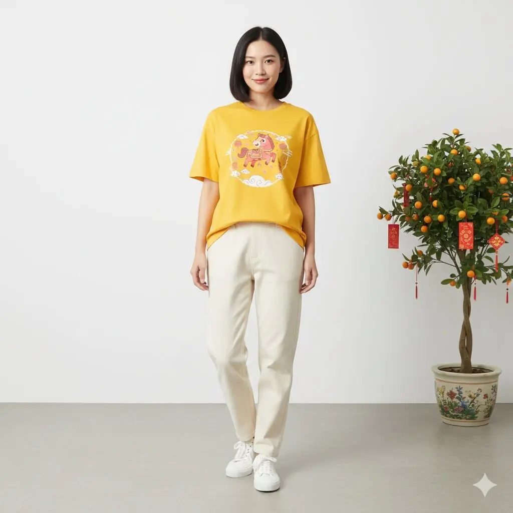 Kaos Imlek Kuda Lucu Golden - Image 2