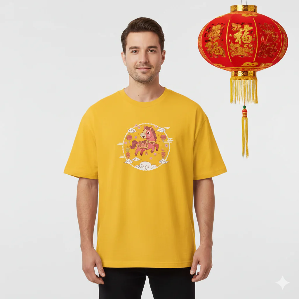 Kaos Imlek Kuda Lucu Golden - Image 3