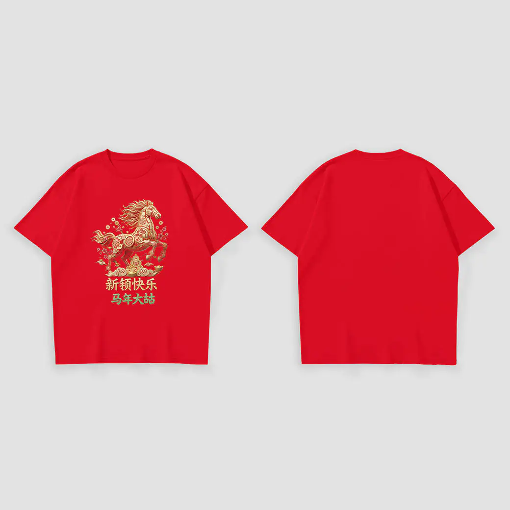 Kaos Imlek Patung Koin Kuda Emas - Image 3