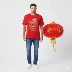 Kaos Imlek Patung Koin Kuda Emas