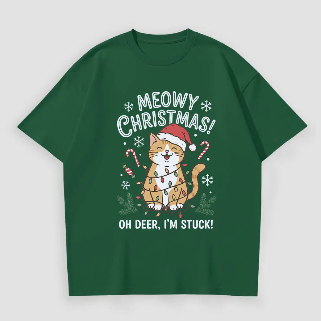Kaos Natal Kucing Lucu Meowy Christmas