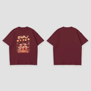 Kaos Imlek Ilustrasi Barongsai dan Lampion