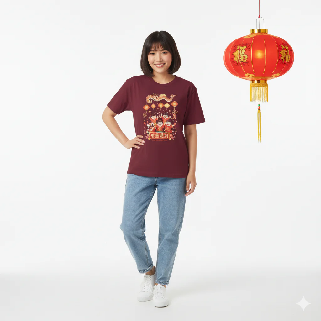 Kaos Imlek Ilustrasi Barongsai dan Lampion - Image 2