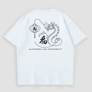 Kaos Imlek Putih Motif Naga Oriental CNY Tee 2026